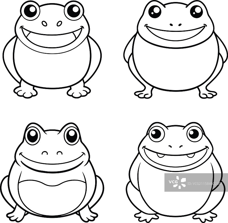 青蛙涂色页线条艺术设计图片素材