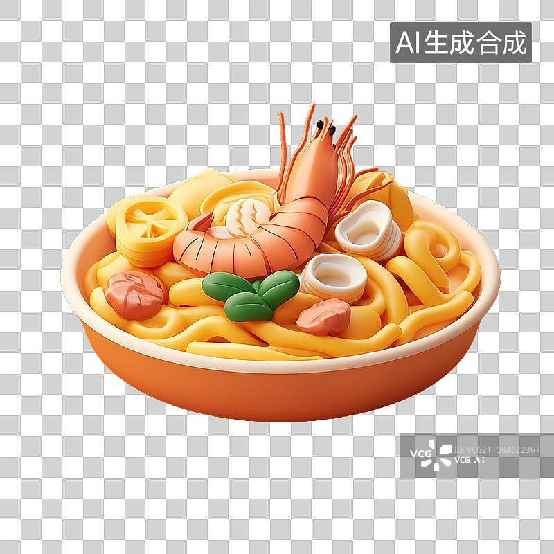【AI数字艺术】海鲜面三维美食元素图片素材