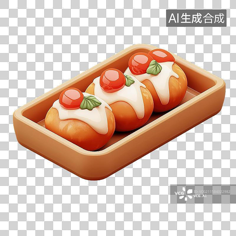 【AI数字艺术】章鱼小丸子三维美食元素图片素材
