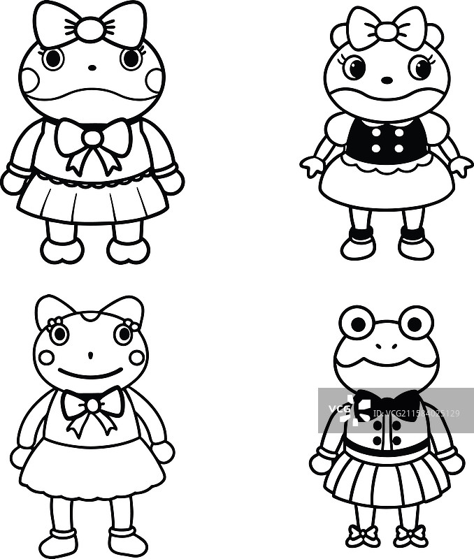 青蛙涂色页线条艺术设计图片素材