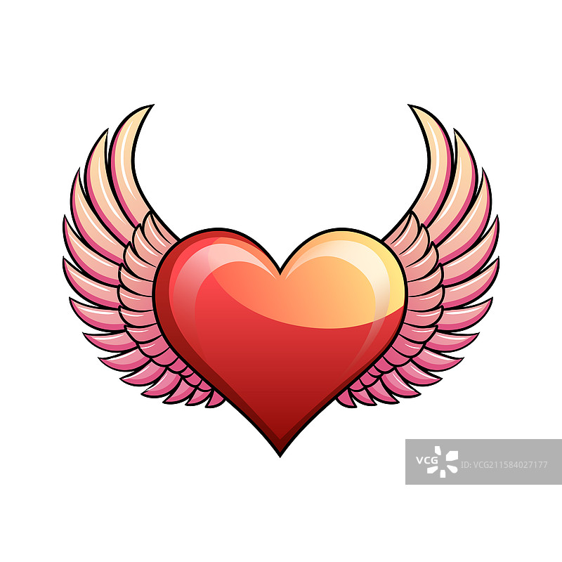 带翅膀的心形图案设计图片素材