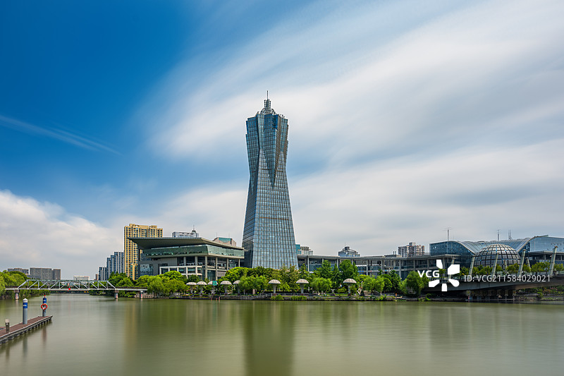 杭州地标：京杭大运河畔西湖文化广场、浙江环球中心图片素材