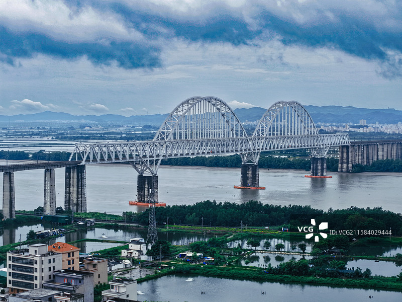 揭阳地都大瑶村榕江大桥风景 深杭铁路(厦深铁路段）图片素材