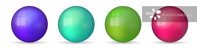 一组光滑逼真的彩色玻璃球图片素材