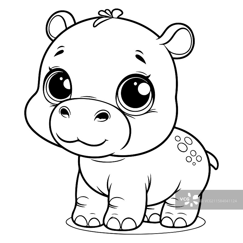 可爱的河马涂色页供儿童使用图片素材