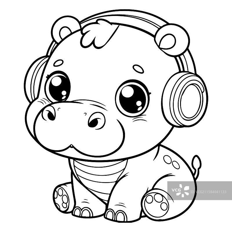 可爱的河马涂色页供儿童使用图片素材