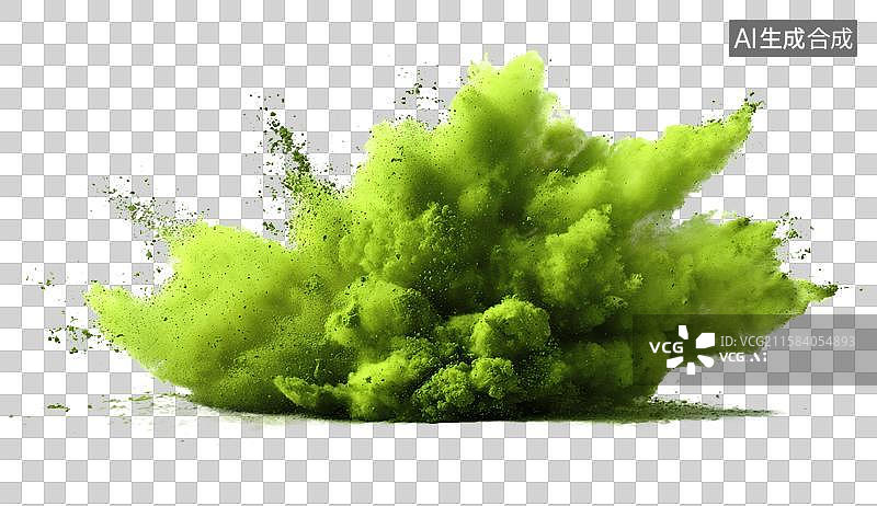 【AI数字艺术】绿色粉末爆炸效果白色背景图片素材