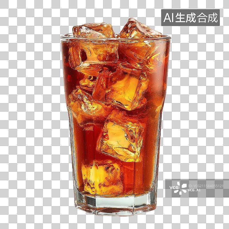 【AI数字艺术】一杯加冰的清爽可乐图片素材