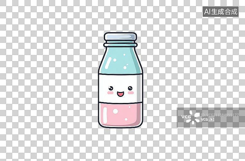 【AI数字艺术】可爱的微笑牛奶玻璃瓶图片素材