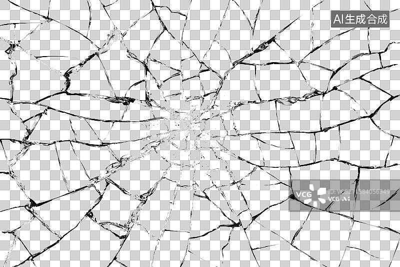 【AI数字艺术】玻璃表面蛛网纹裂纹特写图片素材