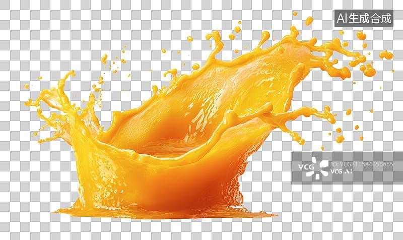 【AI数字艺术】鲜橙汁飞溅的动感液体画面图片素材