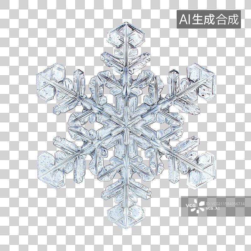 【AI数字艺术】精致雪花的微观结构特写图片素材