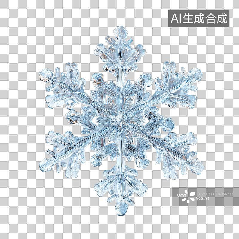 【AI数字艺术】精致雪花的微观结构特写图片素材