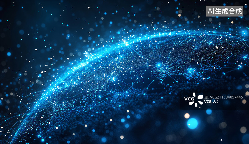 【AI数字艺术】蓝色科技感地球抽象背景图片素材