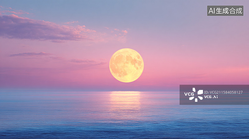 【AI数字艺术】海上升明月图片素材