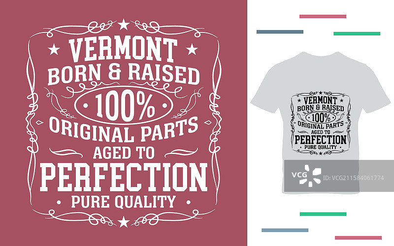 佛蒙特州出生和长大的T恤设计图片素材