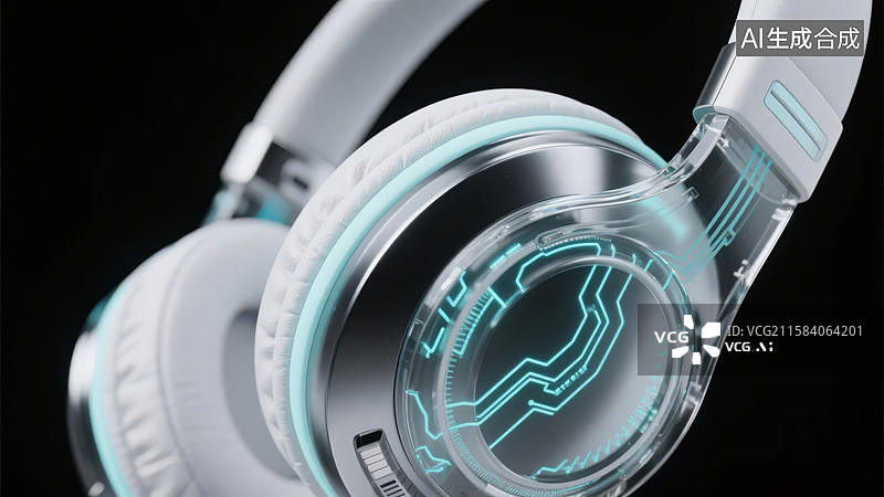 【AI数字艺术】未来感耳机特写图片素材