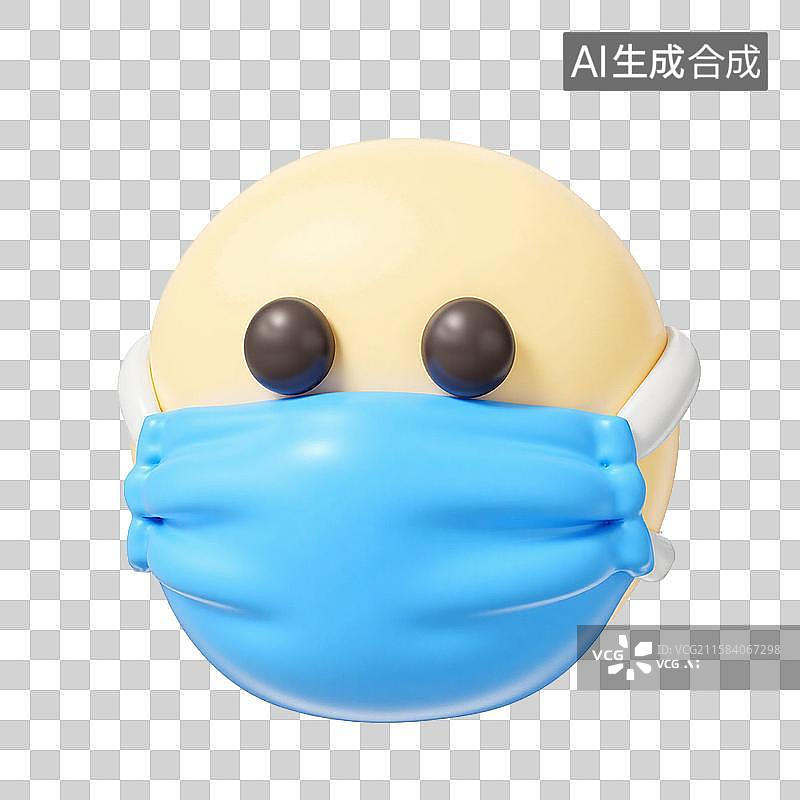 【AI数字艺术】3d膨胀风带口罩标识图片素材