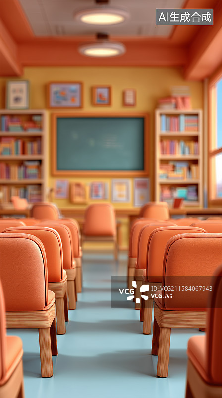 【AI数字艺术】温馨的教室内部布置图片素材