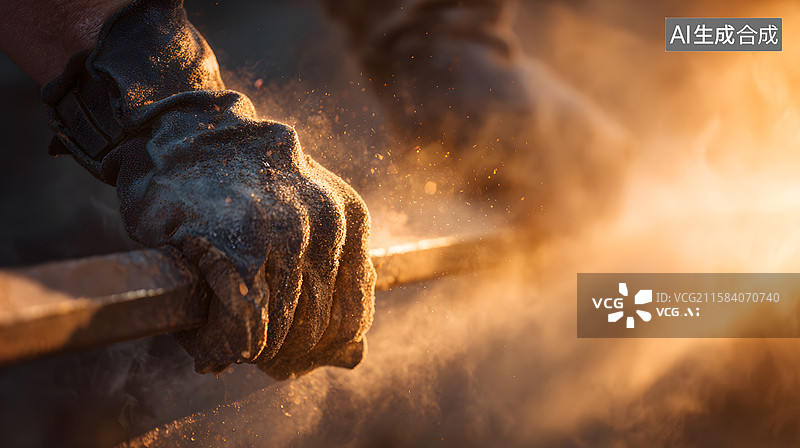 【AI数字艺术】电焊工作在焊接钢铁图片素材