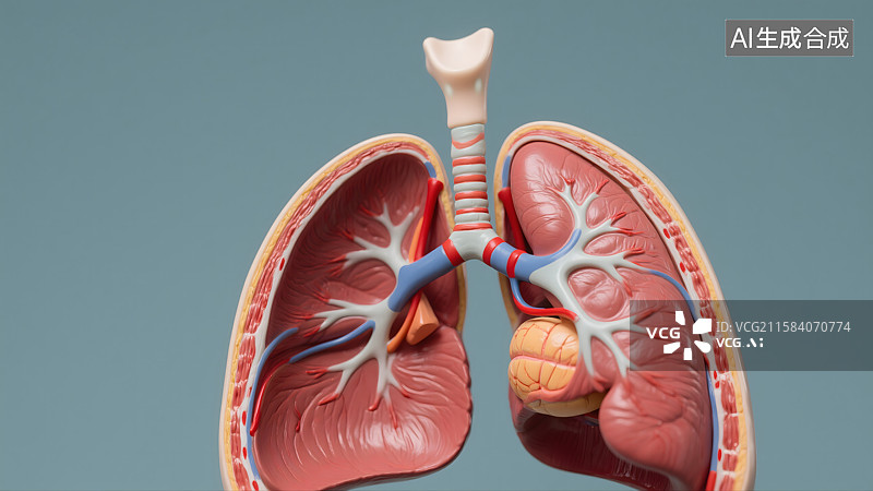 【AI数字艺术】人体肺部结构模型图片素材