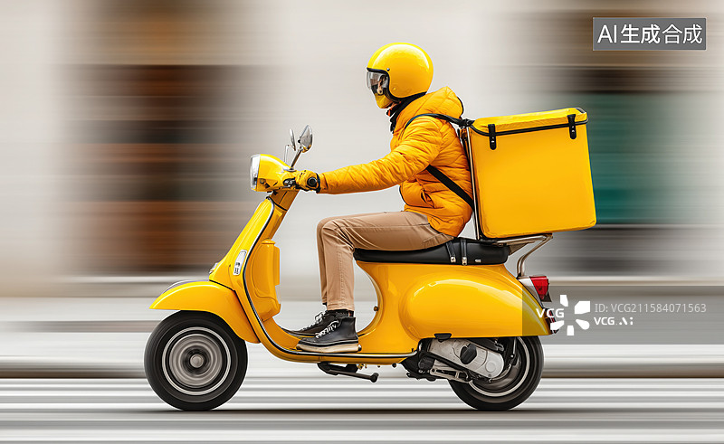 【AI数字艺术】骑手外卖人物插画图片素材