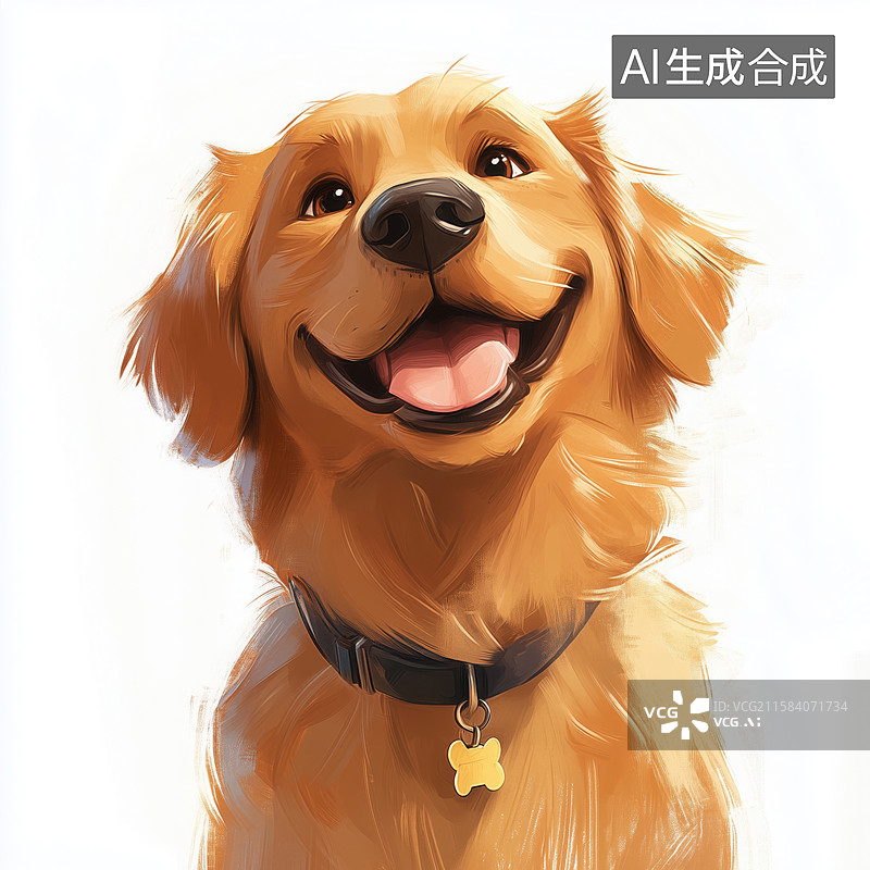 【AI数字艺术】金毛狗插画图片素材