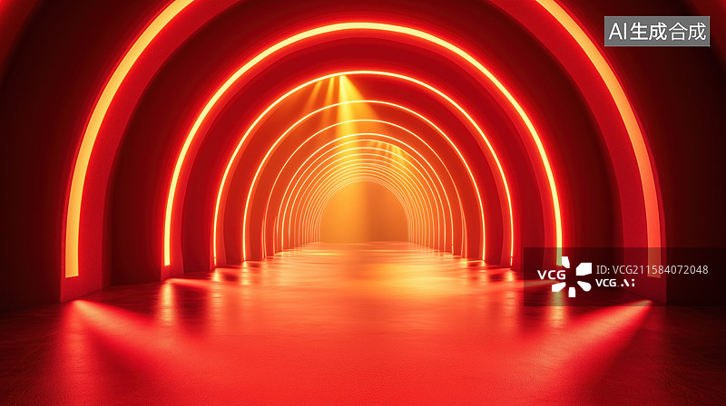 【AI数字艺术】红色抽象空间舞台背景图图片素材