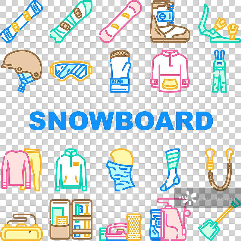 滑雪板自由式图标集图片素材