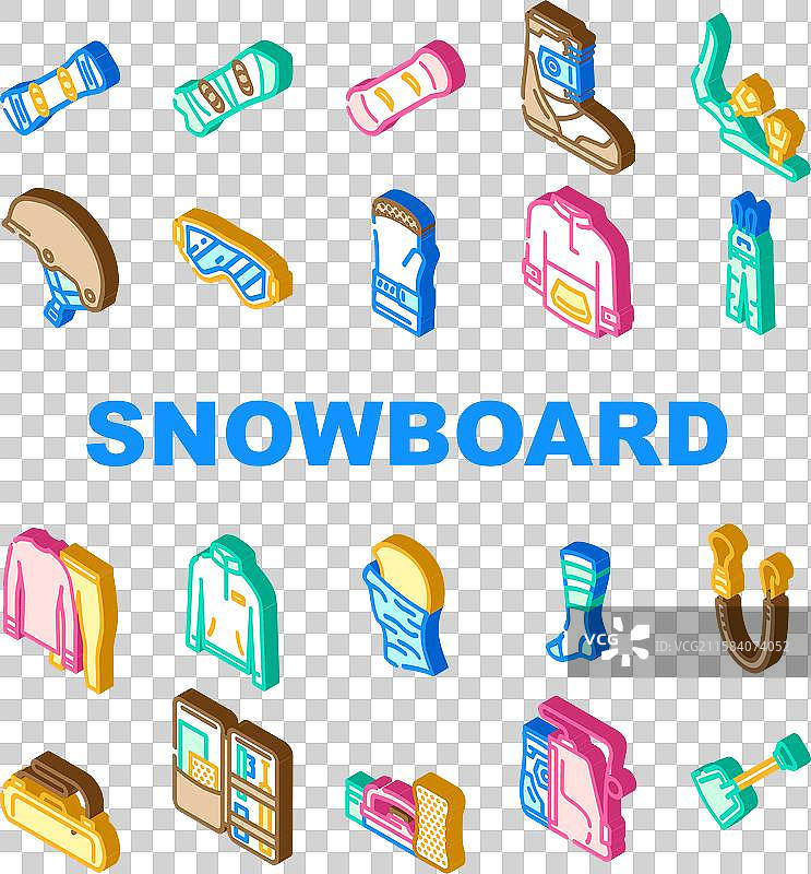 滑雪板自由式图标集图片素材