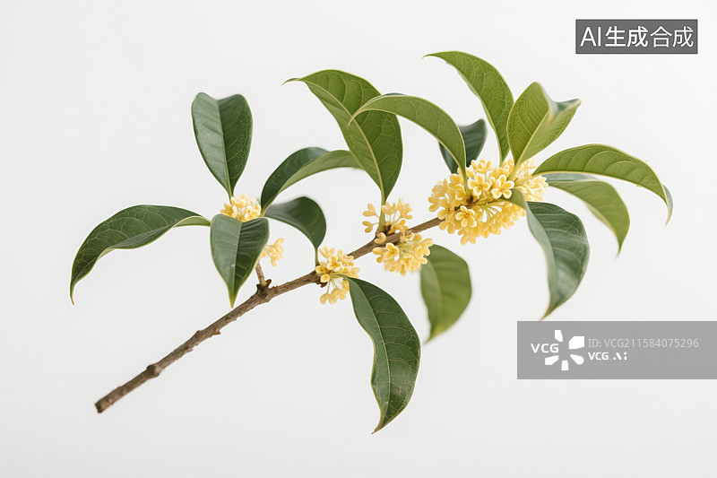 【AI数字艺术】白色背景桂花枝条图片素材
