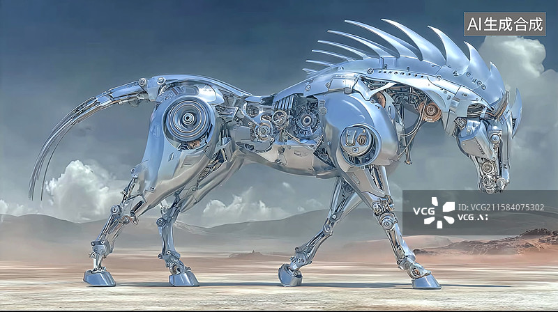 【AI数字艺术】科幻科技感机械机器马图片素材