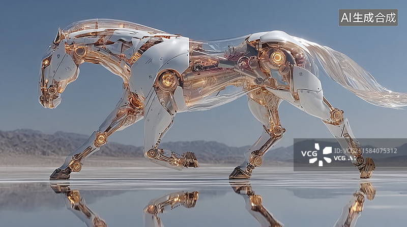 【AI数字艺术】科幻科技感机械机器马图片素材