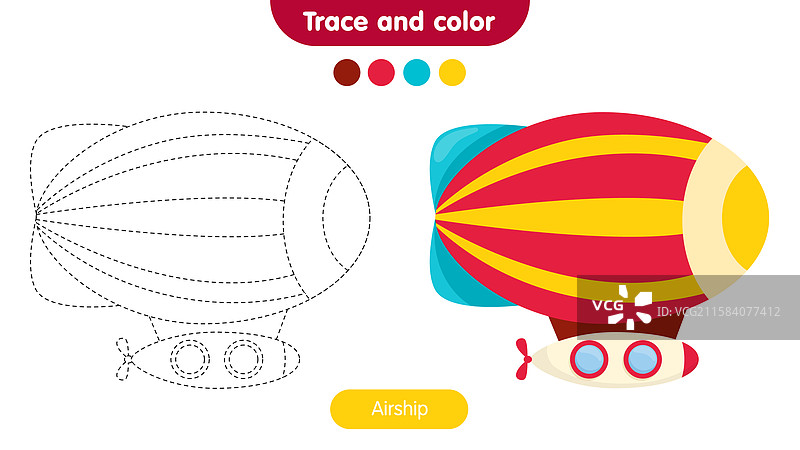 儿童涂色书：飞艇图片素材
