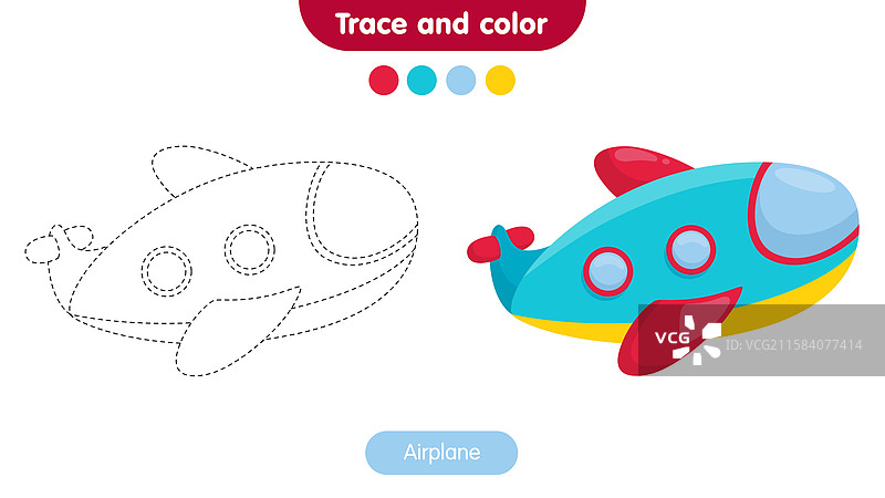 儿童飞机涂色书图片素材