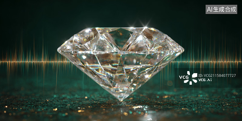【AI数字艺术】黑色背景上的闪耀钻石图片素材