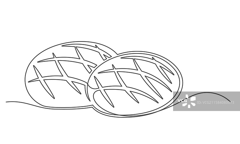 面包连续排列在白色背景上图片素材