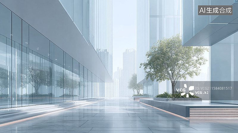 【AI数字艺术】城市广场现代建筑，城市CBD，汽车广告背景图图片素材