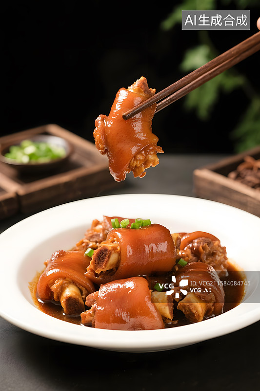 【AI数字艺术】诱人卤味猪脚美食图片素材