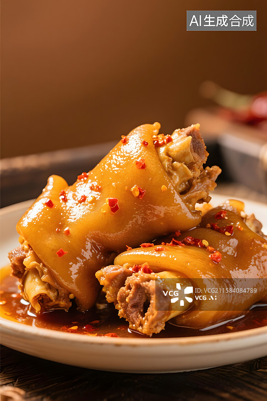 【AI数字艺术】诱人卤味猪脚美食图片素材
