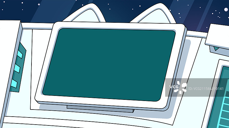 插画二次元原画风控制器太空站定位导航宇宙飞船内部图片素材