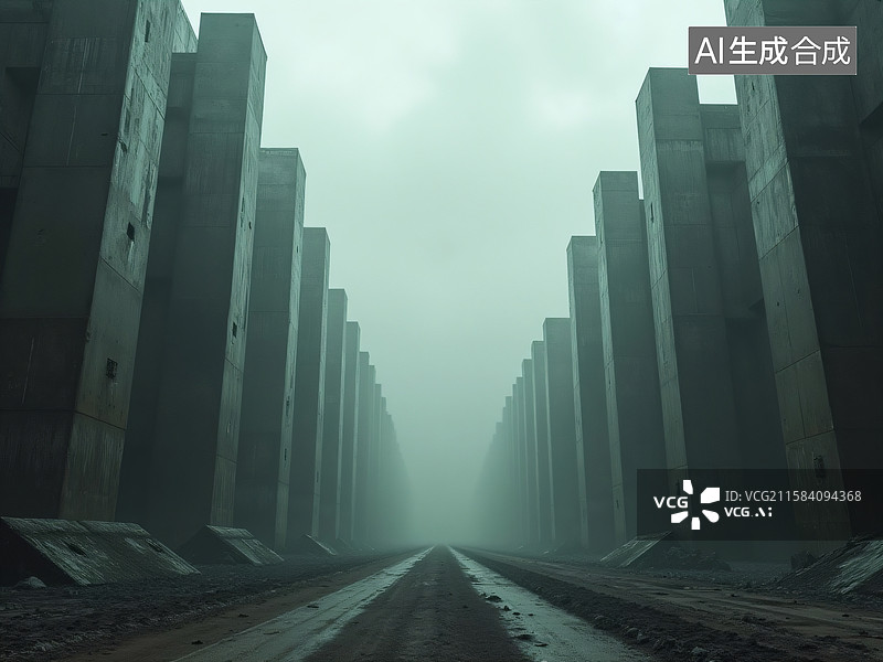 【AI数字艺术】压抑之城：巨构阴影图片素材