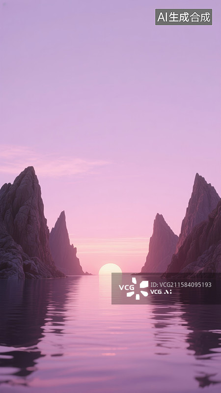 【AI数字艺术】梦幻岛屿日落图片素材