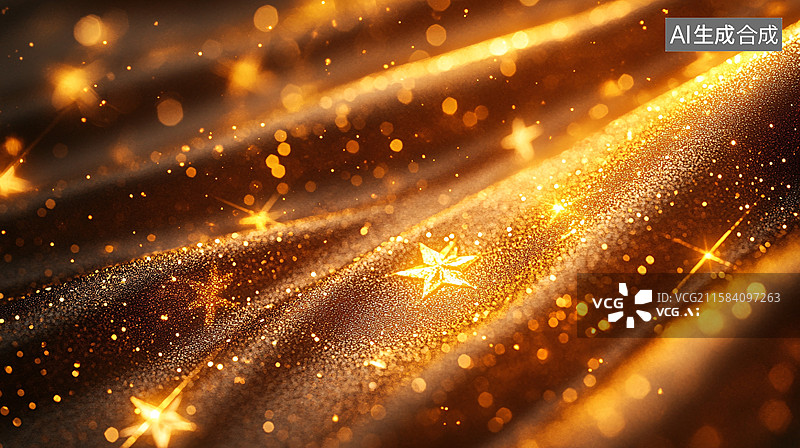 【AI数字艺术】梦幻金色星光背景图片素材