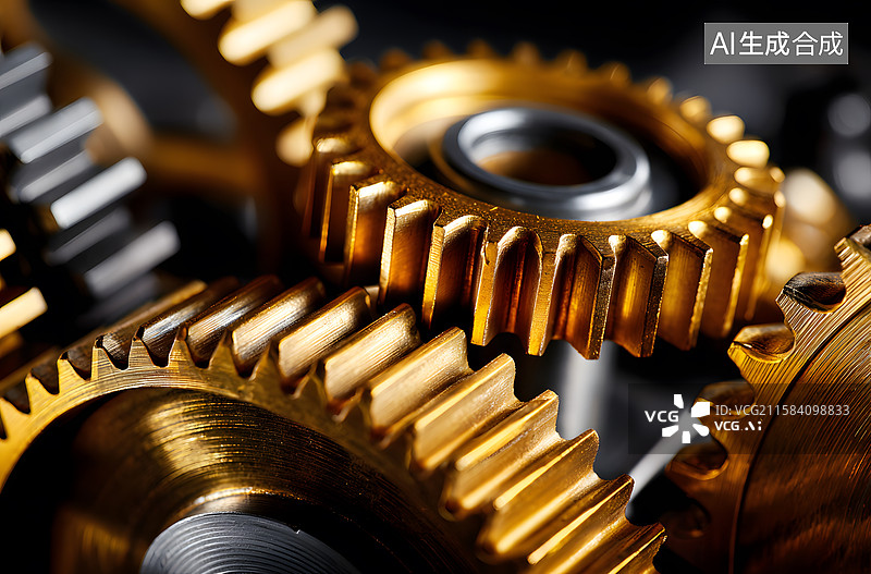 【AI数字艺术】精密机械齿轮特写图片素材