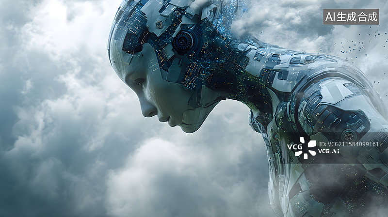 【AI数字艺术】机械与人类特征结合的机器人图片素材