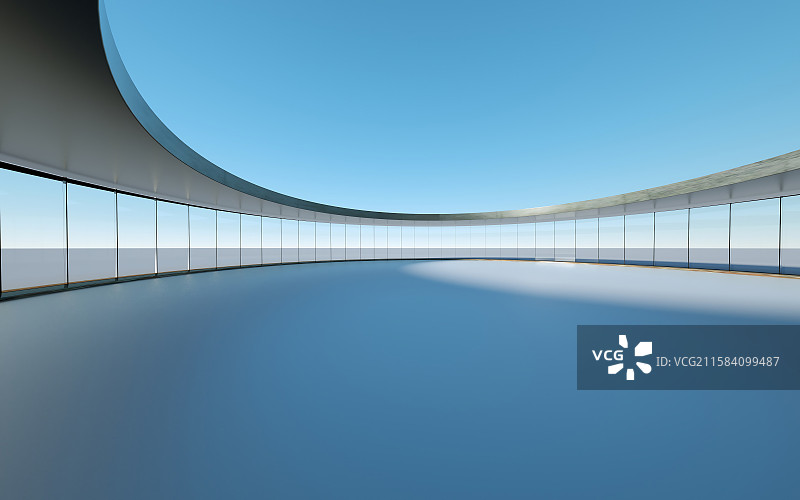 现代弧形玻璃建筑内部空间图片素材