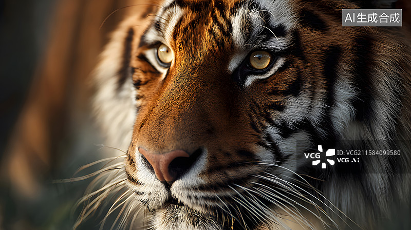【AI数字艺术】森林中的虎脸特写图片素材