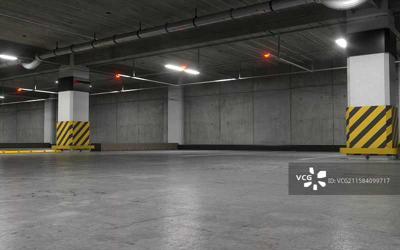 空旷的地下停车场内部场景图片素材
