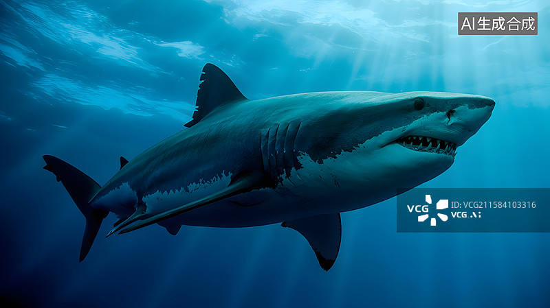 【AI数字艺术】海底游动的鲨鱼图片素材